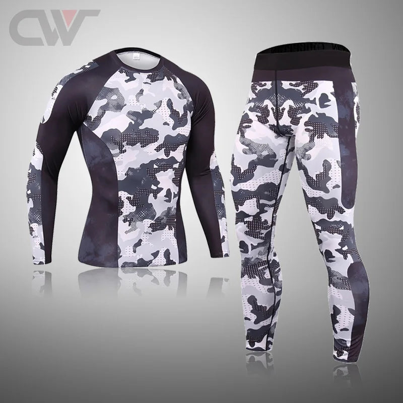 Winter New Men Ski Thermal Underwear Sets Compression Sweat Quick Drying Cycling Thermo Underwear Men Clothing Long Johns