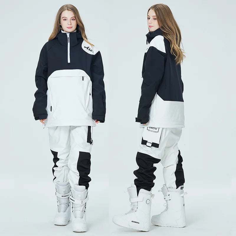 New Fashion Snowboard Suit Men Women Ski Hoodie Set Winter Windproof Waterproof Warm Jacket Pants Skiing Suit Snow Overalls