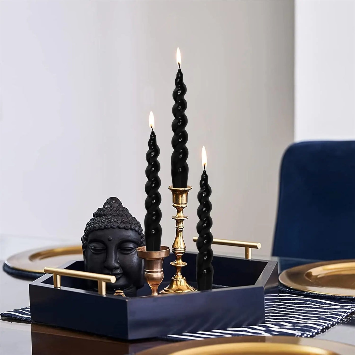 Halloween Home Decor Gedengni 4pcs Black Spiral Taper Candles Short Unscented Twisted Candlesticks for Weddings Festive Dinners