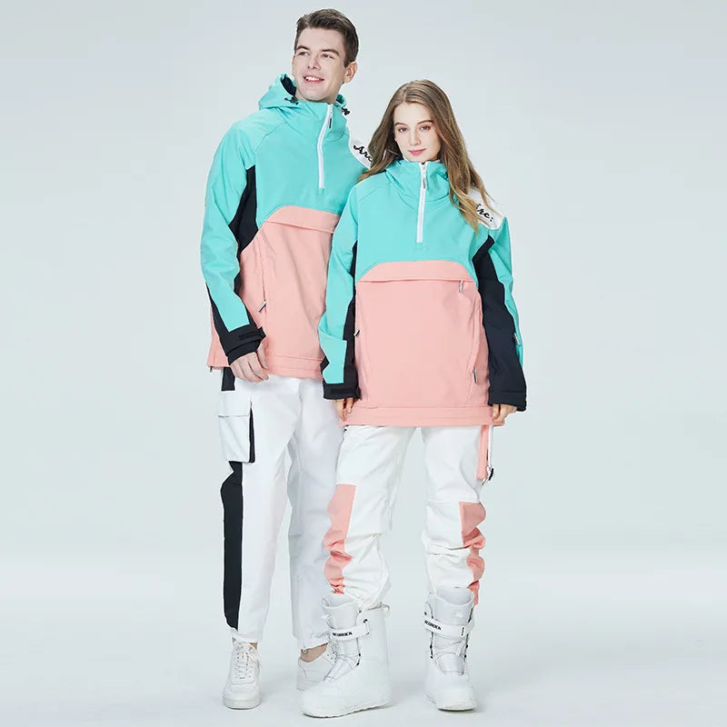 New Fashion Snowboard Suit Men Women Ski Hoodie Set Winter Windproof Waterproof Warm Jacket Pants Skiing Suit Snow Overalls
