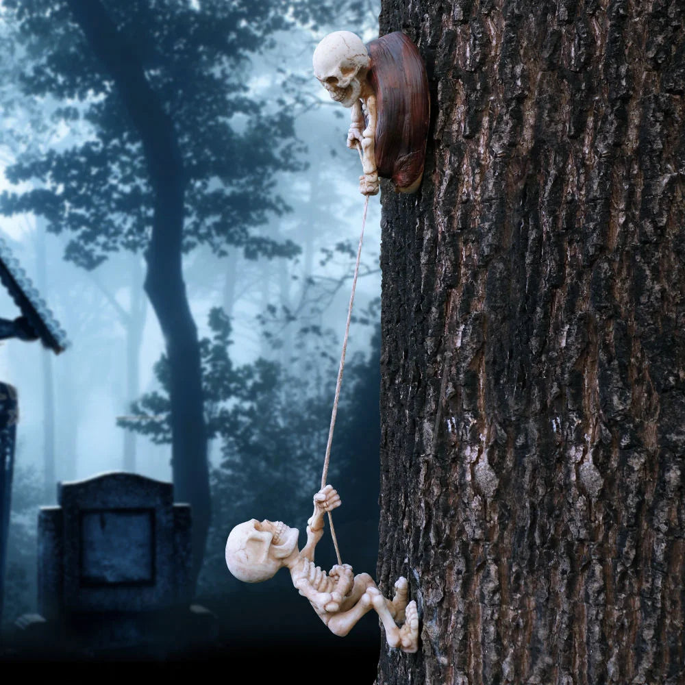 Tree-Themed Hand-painted Resin Crafts Artistic Climbing Rope Detail Outdoor Garden Halloween-Style Space Ornament Model