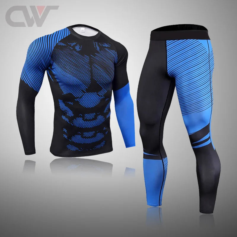 Winter New Men Ski Thermal Underwear Sets Compression Sweat Quick Drying Cycling Thermo Underwear Men Clothing Long Johns