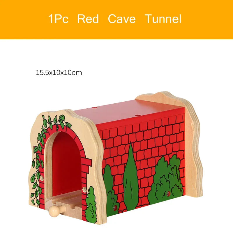 Wooden Train Track Accessories Wood Railway Track Train Station Bridge Tunnel Compatible All Brands Wooden Track Toys
