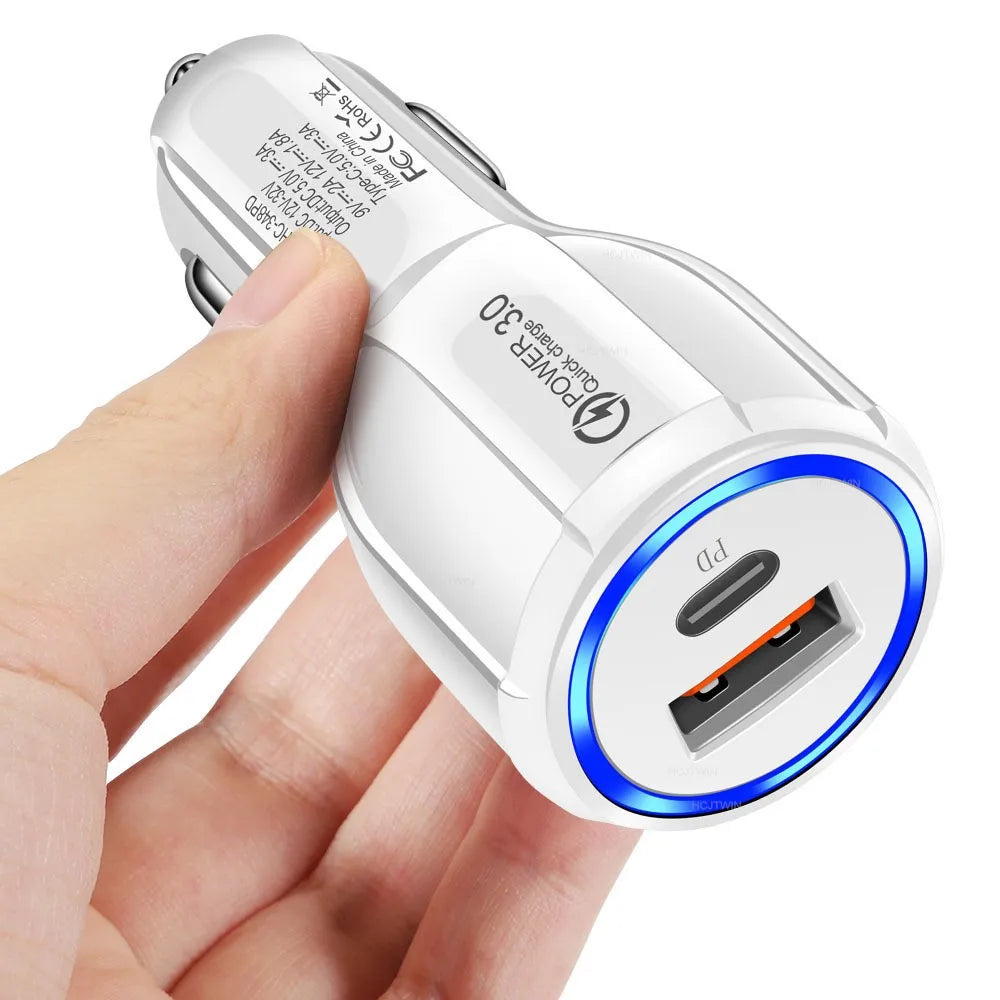 Wholesale Portable Dual Ports USB-C PD 20W Car Charger for Laptop for for CE Certified GAN Material OTP OVP Protection