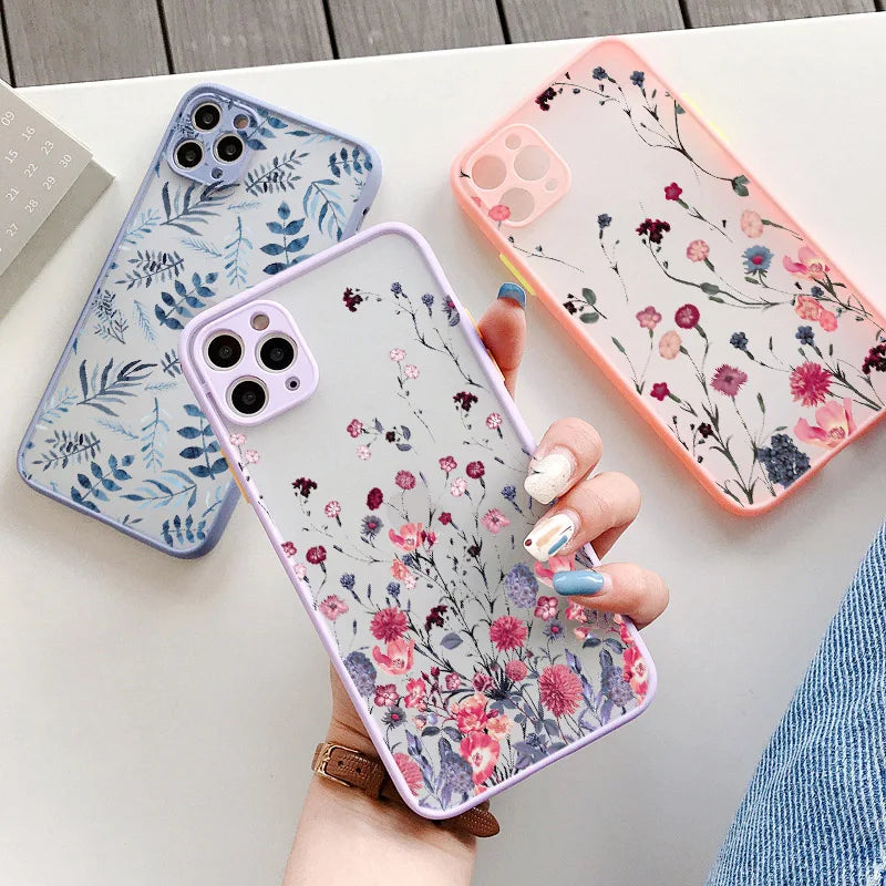 Premium Hand-Painted Flower iPhone Case - Shockproof Protective Cover