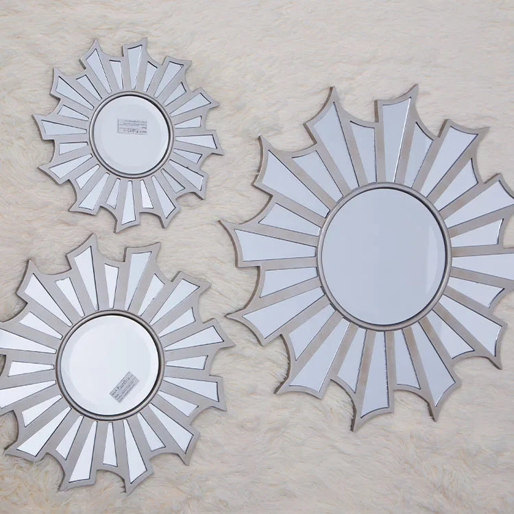60-40-30CM Set 3 Manufacture Sun Flower Art Wooden Frame Mirror for Living Room Wall Home Decorative Hanging Dropshipping DDP
