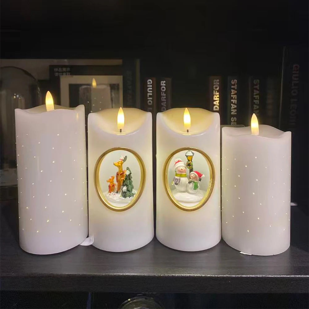 White Wax LED Candles Wedding & Graduation Decoration Battery Operated Flameless Pillars for Home Decor