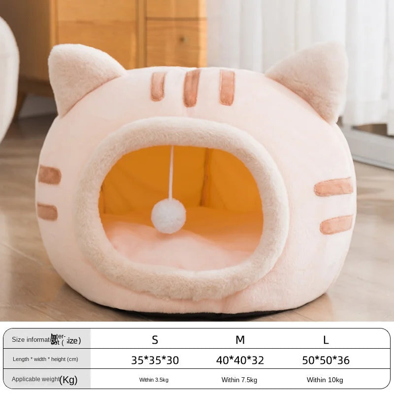 Autumn Winter Cat Houses Eco-Friendly Crystal Velvet Pet Beds Cute Cloth Caves for Small Animals