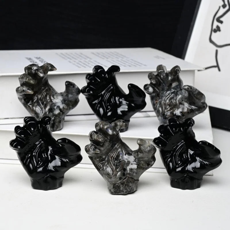 1pc CRYSTAL HOLA High Quality  Black Obsidian/flame Stone Demon Claw- Black Gothic Design, Perfect for Home Decor