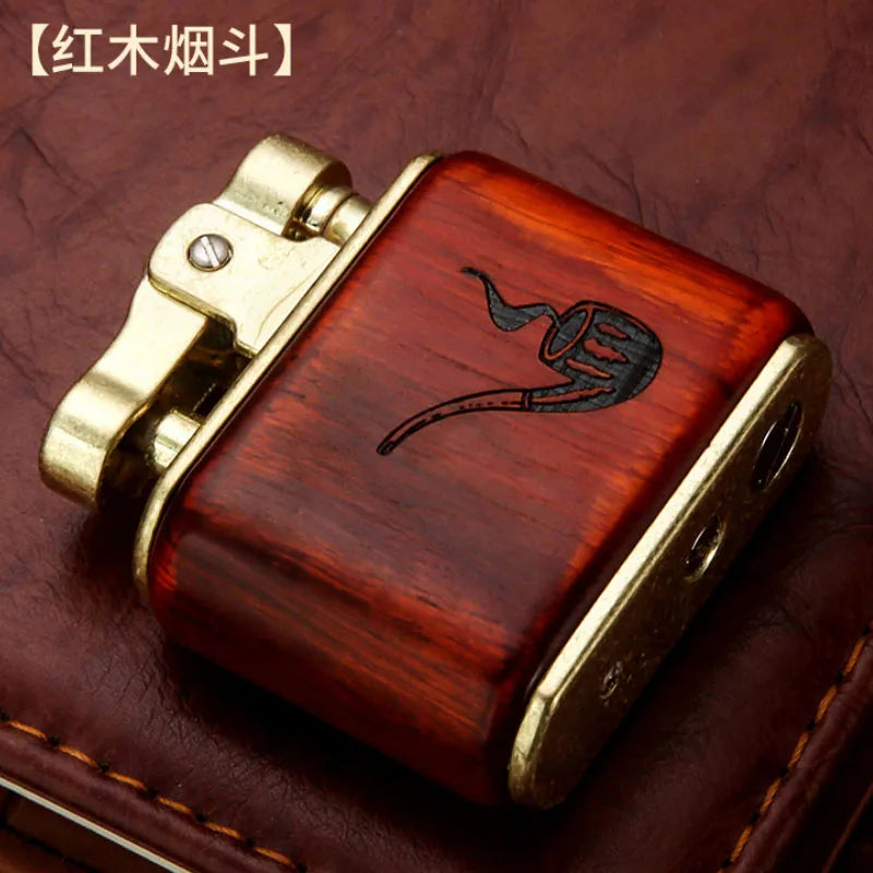 Premium Vintage Sandalwood Kerosene Lighter - Unique Metal Gasoline Lighter