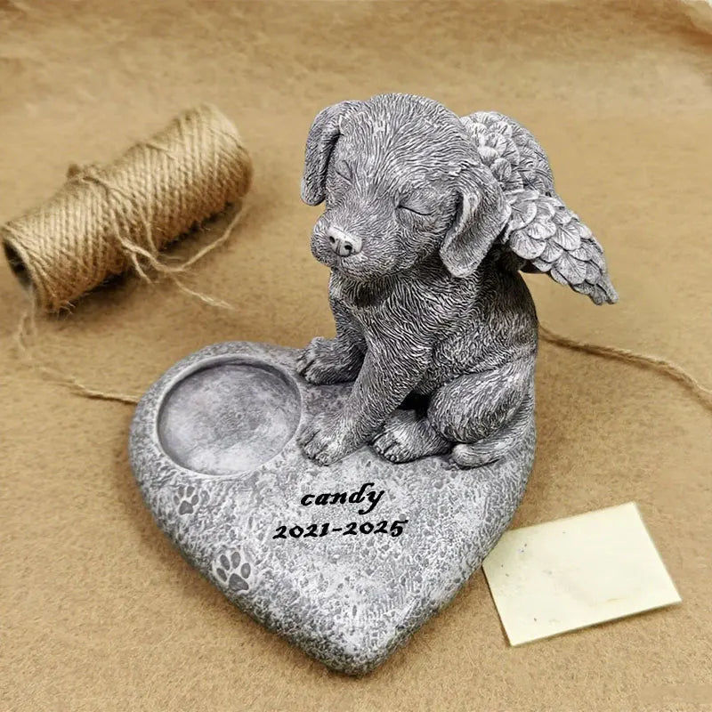 Customizable Love Dog with Candle Hole Decor - Halloween Home Decor & Cheap Room Decor Resin Craft Ornament