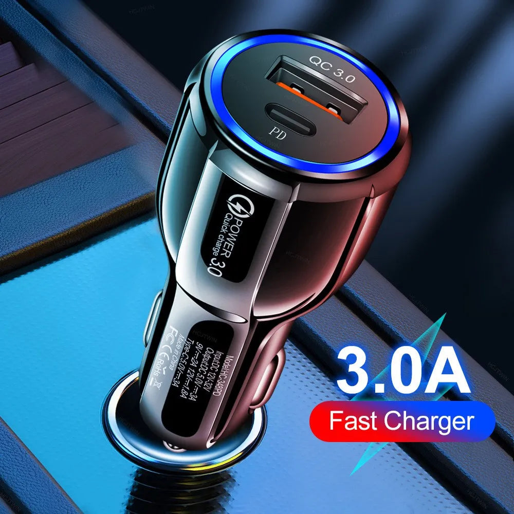Wholesale Portable Dual Ports USB-C PD 20W Car Charger for Laptop for for CE Certified GAN Material OTP OVP Protection