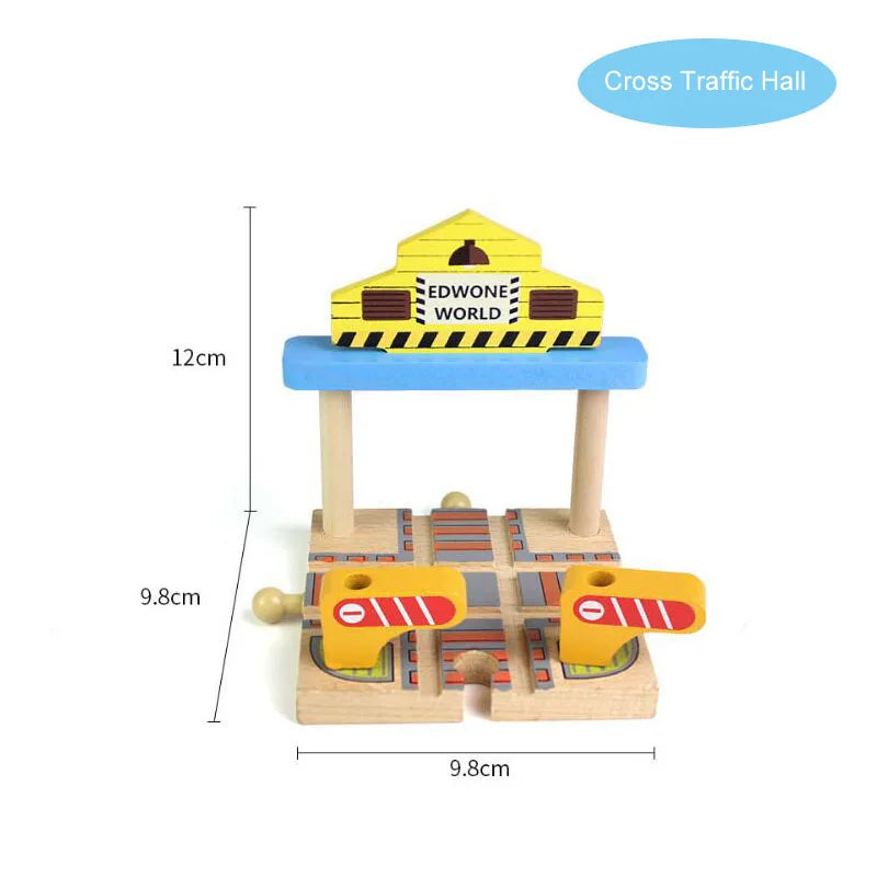 New Wooden Railway Train Track Set Accessoriess Train Station Tunnel Crane Fit All Brands Wood Tracks Educational Toys For Kids