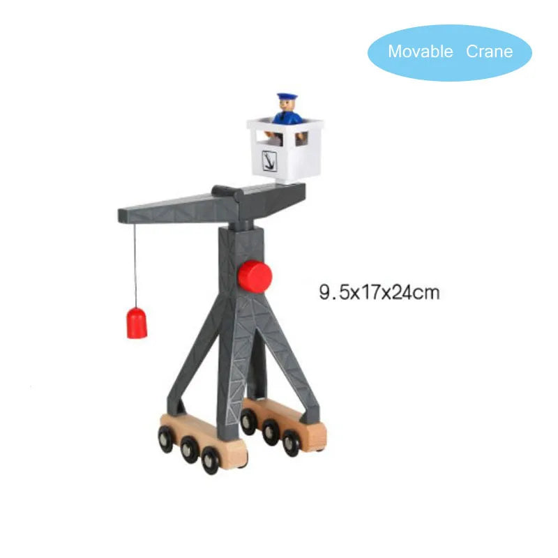 New Wooden Railway Train Track Set Accessoriess Train Station Tunnel Crane Fit All Brands Wood Tracks Educational Toys For Kids