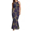 Undefined Polynesian Tribal Long Bodycon Sleeveless Mermaid Evening Dresses Tie Knotted Back Women's Fishtail Casual Dresses