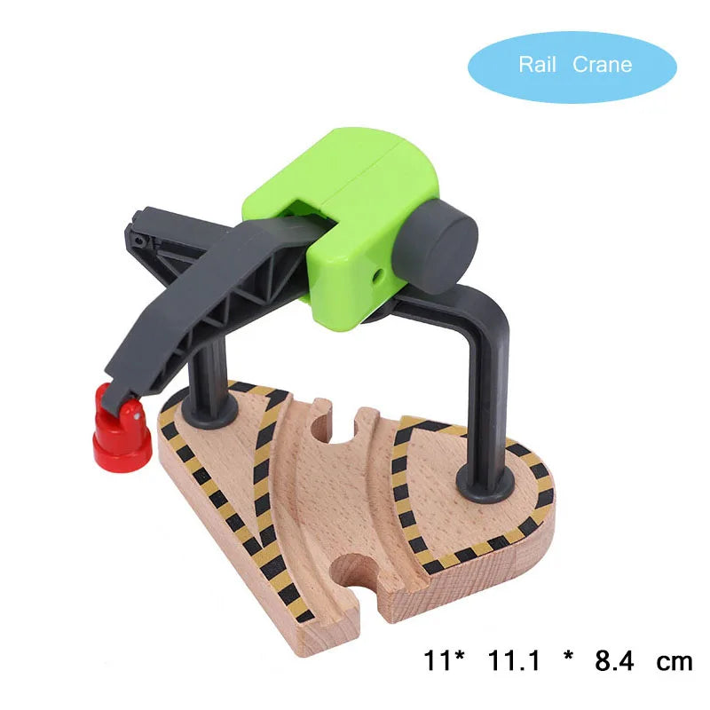 New Wooden Railway Train Track Set Accessoriess Train Station Tunnel Crane Fit All Brands Wood Tracks Educational Toys For Kids