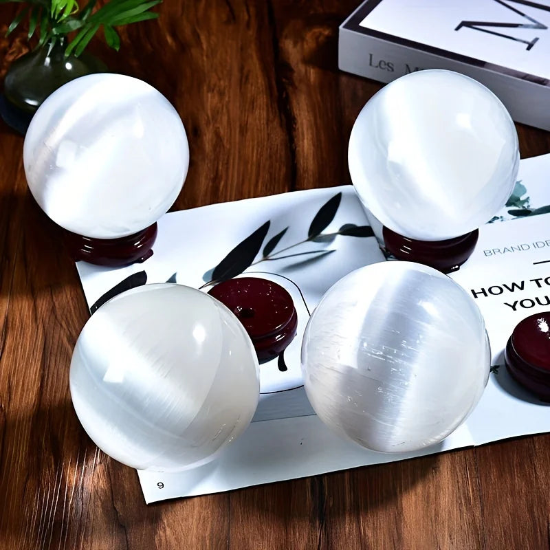 1 Pc CRYSTAL HOLA High Quality White Selenite Sphere Healing Crystal Ball  for Home Decor Meditation and Gift