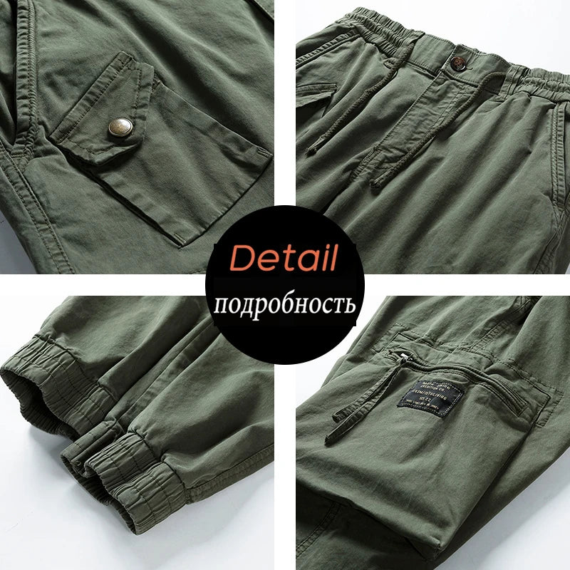 2024 New Spring Men's Cotton Cargo Pants Clothing Autumn Casual Fashion Elastic Waist Quality Pantalones Tipo Cargo Pants Men