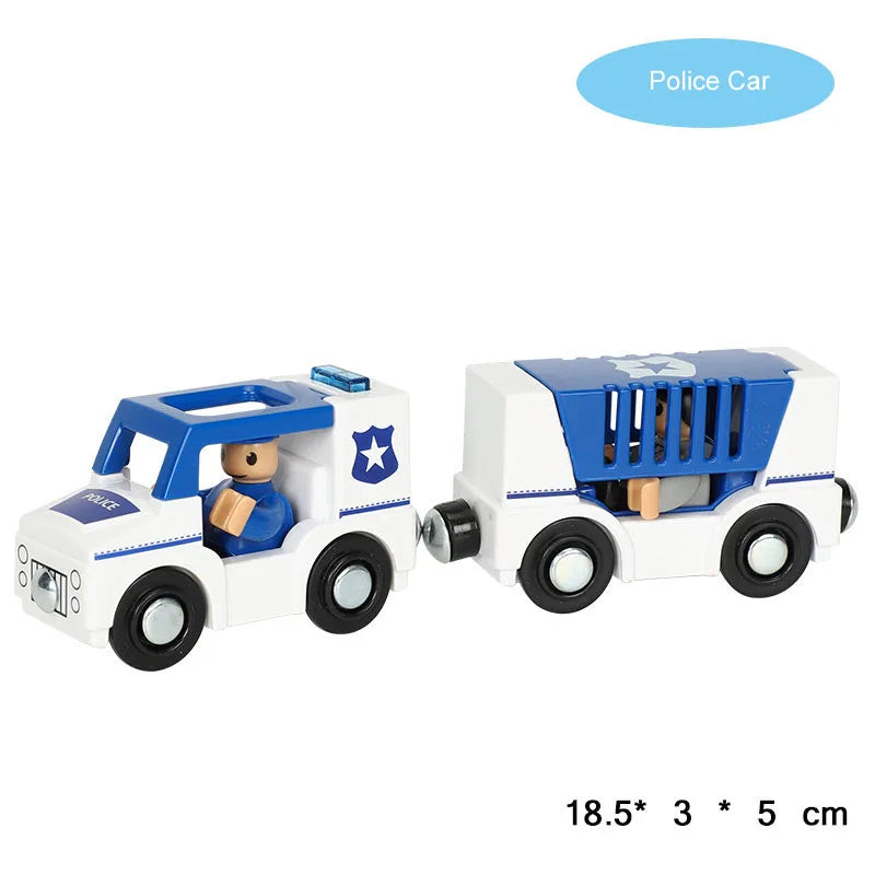 New Fire Truck Magnetic Train Car Ambulance Police Car Fire Truck Compatible Brio Wood Train Track Children's Toys