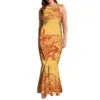 Undefined Polynesian Tribal Long Bodycon Sleeveless Mermaid Evening Dresses Tie Knotted Back Women's Fishtail Casual Dresses