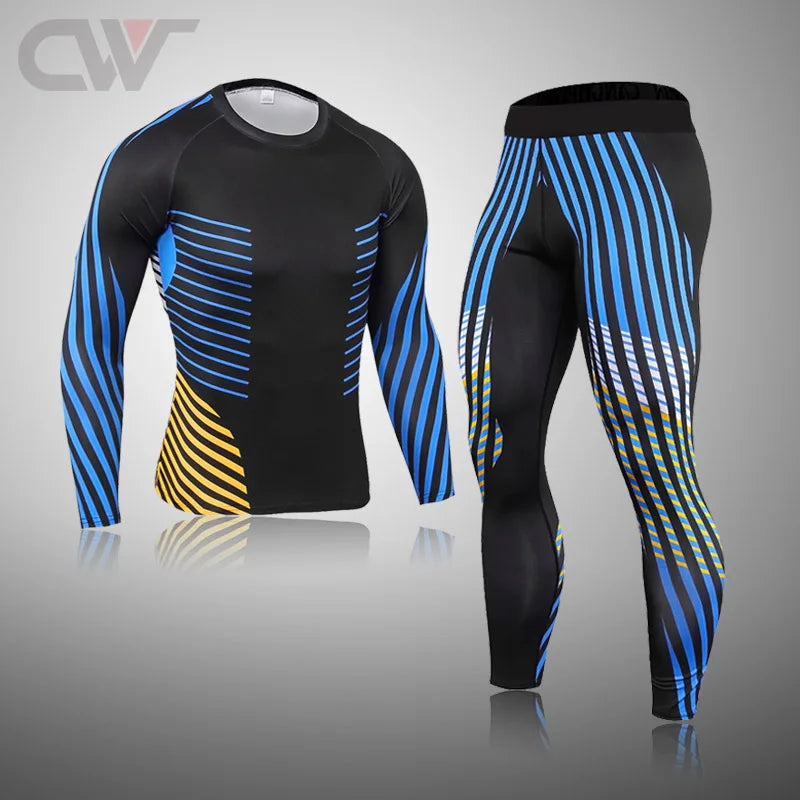 Winter New Men Ski Thermal Underwear Sets Compression Sweat Quick Drying Cycling Thermo Underwear Men Clothing Long Johns