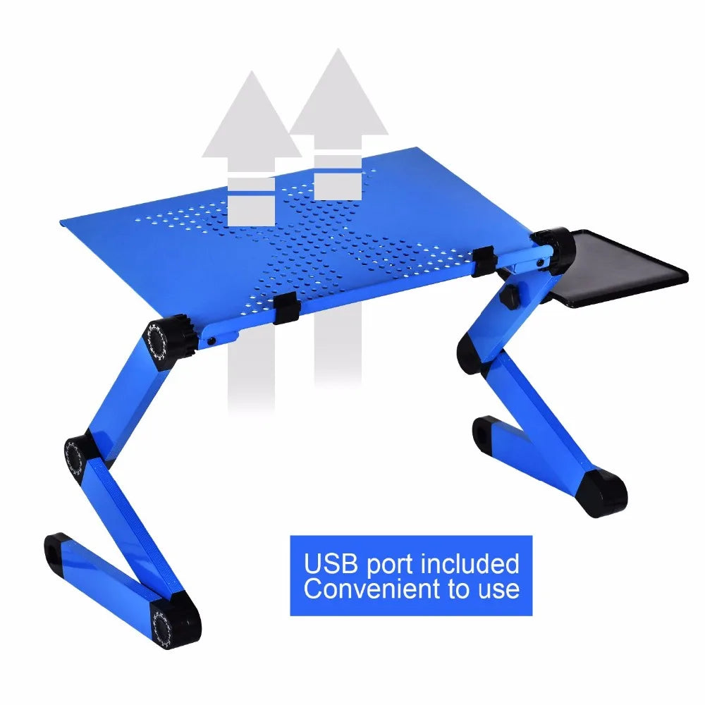 Adjustable Aluminum Laptop Stand - Portable Folding Desk for Bed & Study