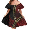 Off Shoulder Layered Ruffle Sleeve Tiered Twirl Dress Hawaiian Hibiscus Flower Printed Mini Dress Vestidos Para Fiesta Hawaiana