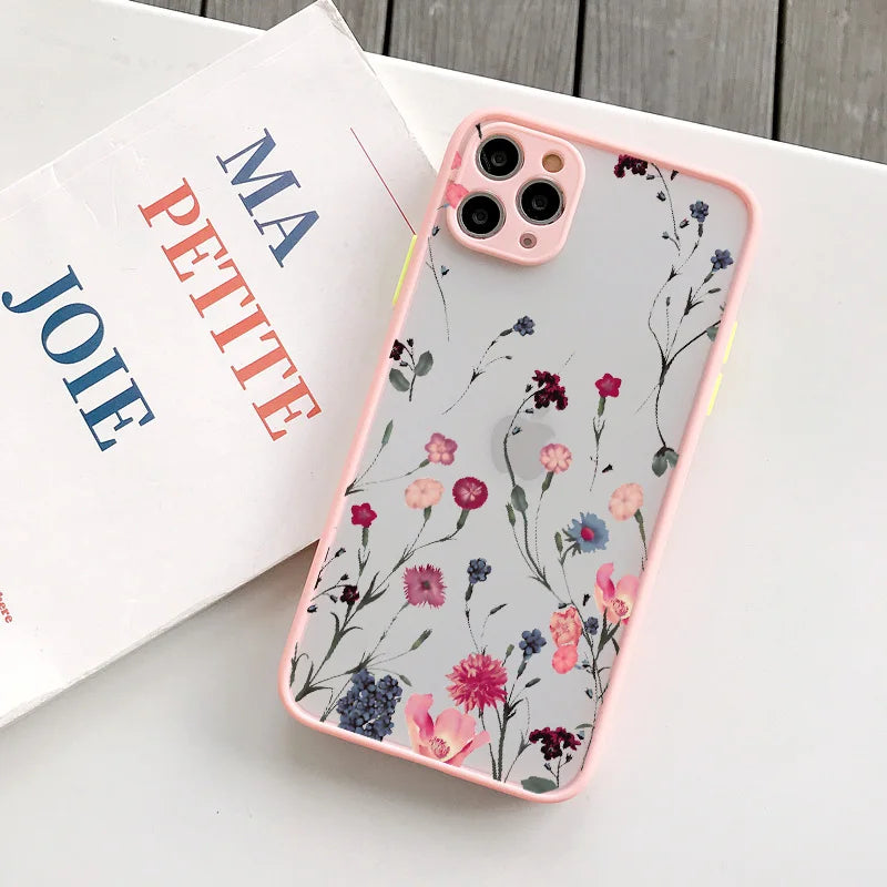 Premium Hand-Painted Flower iPhone Case - Shockproof Protective Cover