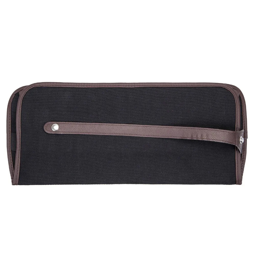 SeamiArt 72 Holder Pencil Bag Black Canvas Wrap Roll Up Pencil Case & Bag Holder Storage for Sketch Drawing Supplies