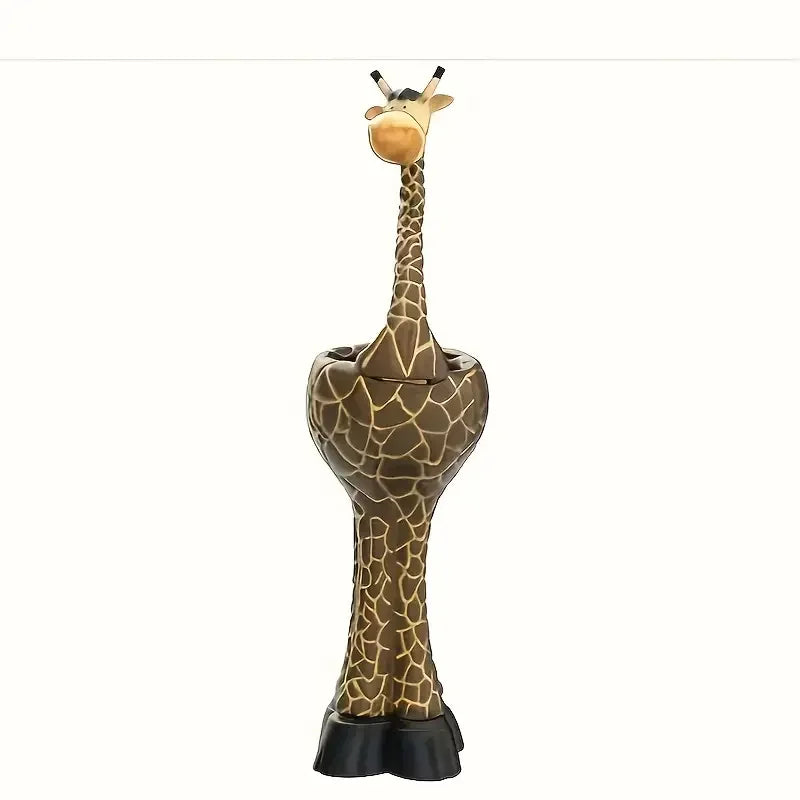 Cute Giraffe Shaped Resin Flower Vase White Flowers Nordic Style Hand-painted Animal Planter Christmas Home Decor for Desktop