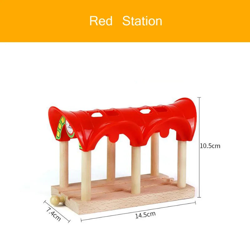 Wooden Train Track Accessories Wood Railway Track Train Station Bridge Tunnel Compatible All Brands Wooden Track Toys