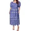 Best Price Wholesale Custom Hawaiian Tropical Flower Printing Multi Tiered Dresses Micronesia Puff Short Sleeve Ladies Dresses