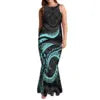 Undefined Polynesian Tribal Long Bodycon Sleeveless Mermaid Evening Dresses Tie Knotted Back Women's Fishtail Casual Dresses