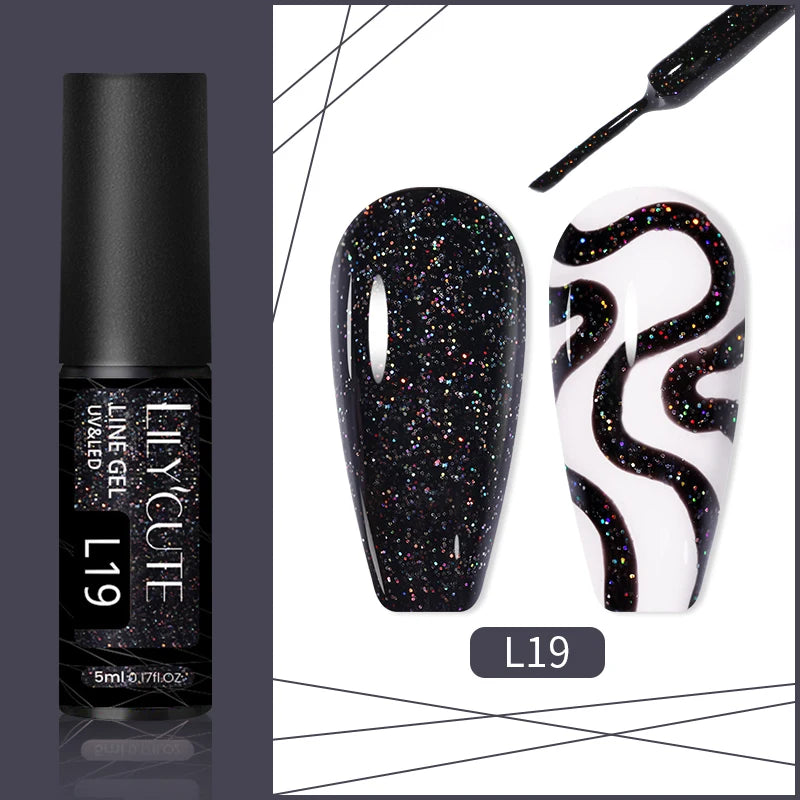 LILYCUTE Reflective Glitter Gel Nail Polish - 5ml Sparkling Liner
