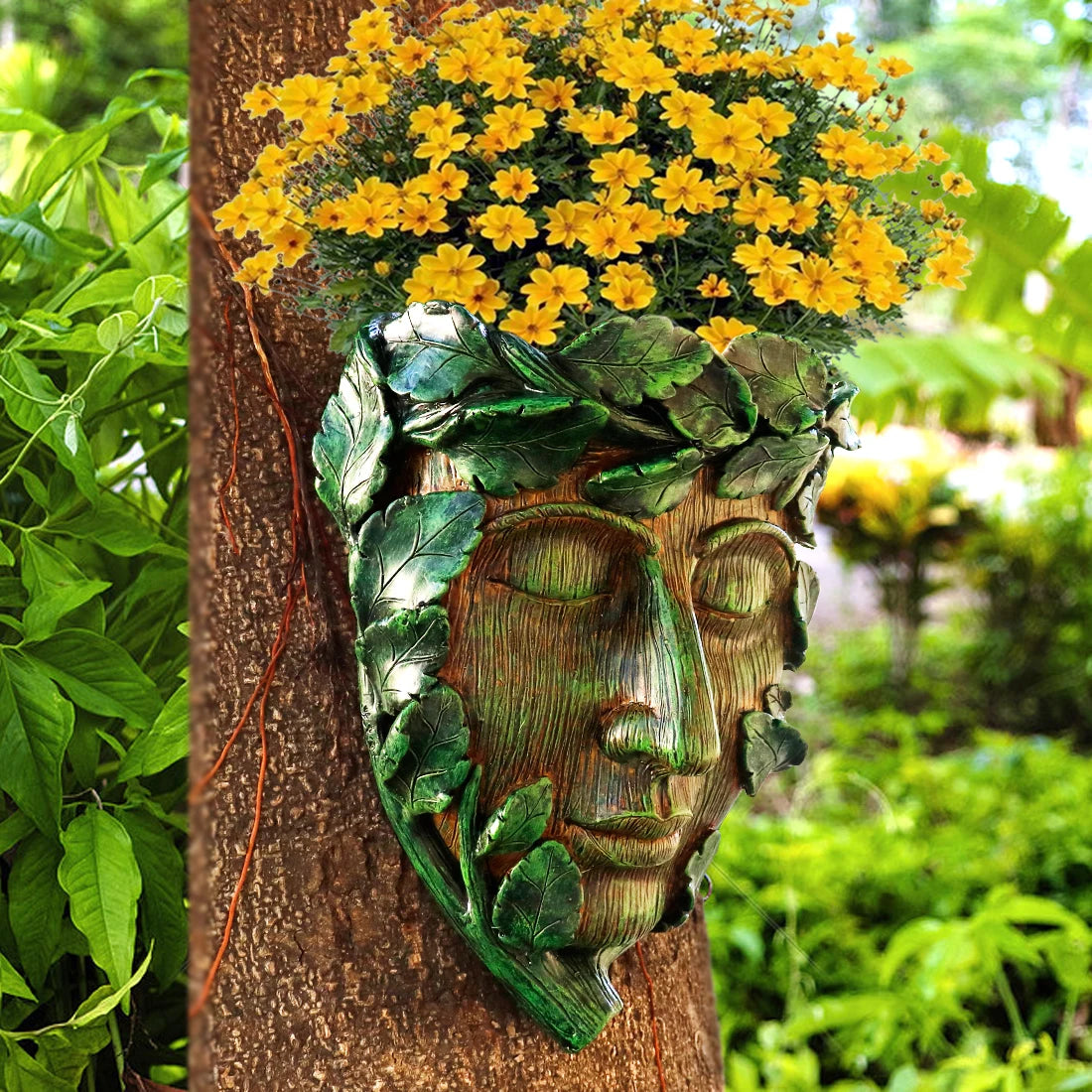 Unique Human Face Tree Ornament - Halloween Home Decor & Garden Decor for Outside, Fit Patio Resin Craft Ornament