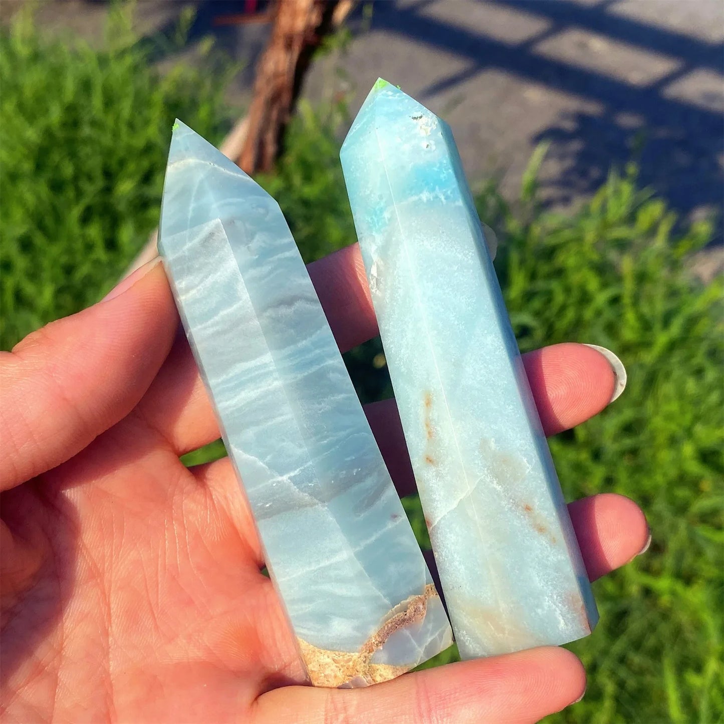 1 Pc Hot Sale  Sky Blue Amazonite Tower Crystals Healing  Point Wand Stones for Home Decor