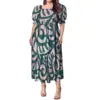 Best Price Wholesale Custom Hawaiian Tropical Flower Printing Multi Tiered Dresses Micronesia Puff Short Sleeve Ladies Dresses