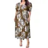 Best Price Wholesale Custom Hawaiian Tropical Flower Printing Multi Tiered Dresses Micronesia Puff Short Sleeve Ladies Dresses