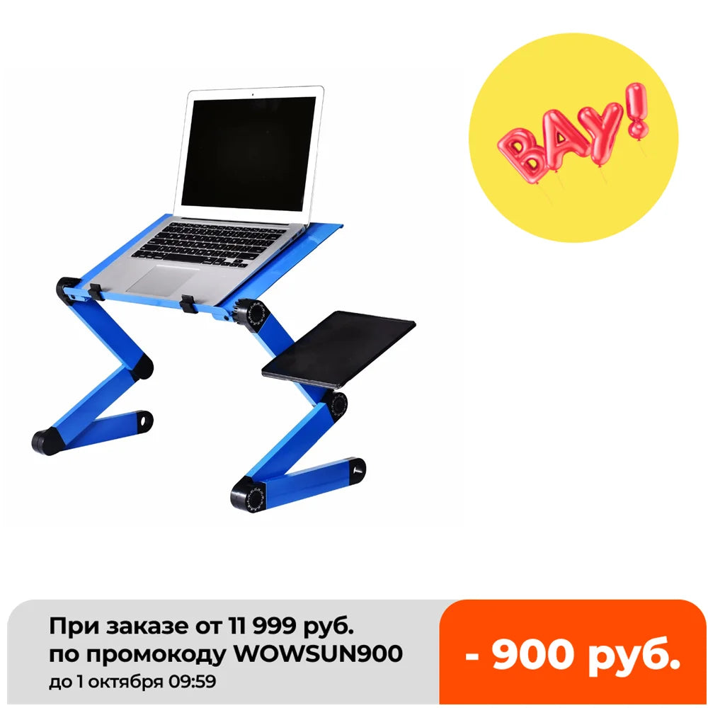 Adjustable Aluminum Laptop Stand - Portable Folding Desk for Bed & Study