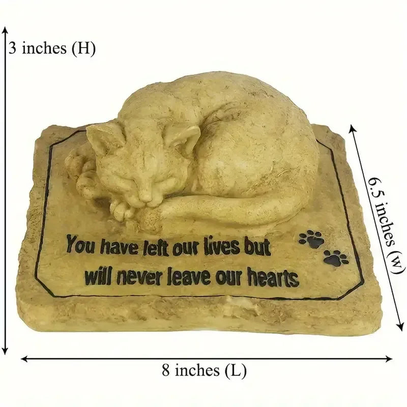 Cat-Themed Resin Crafts Fashion Holiday Memorial Plaque Artistic Decor Hand-painted Message Paw Print Detail Outdoor Garden Pet