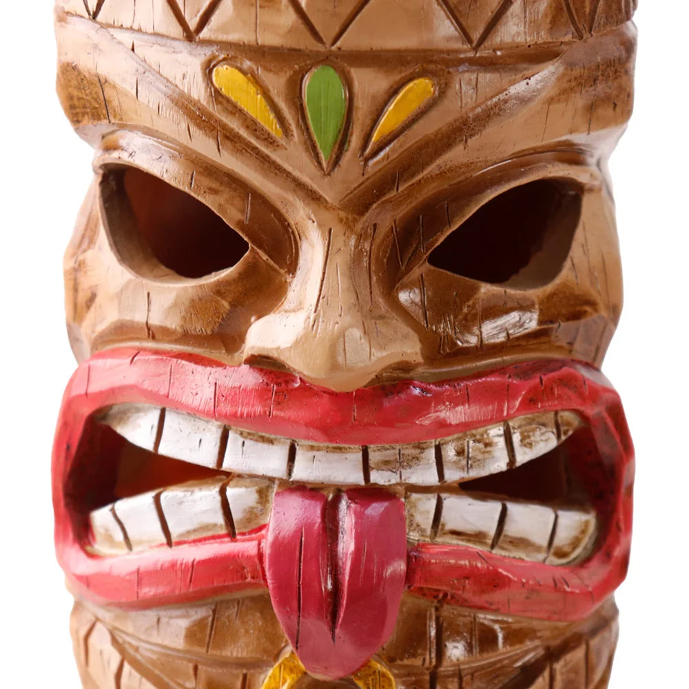 Solar-Powered Toucan Totem Pole Light with Glowing Face Carvings, Tropical-Themed Night Illumination with Bird Perched on Top