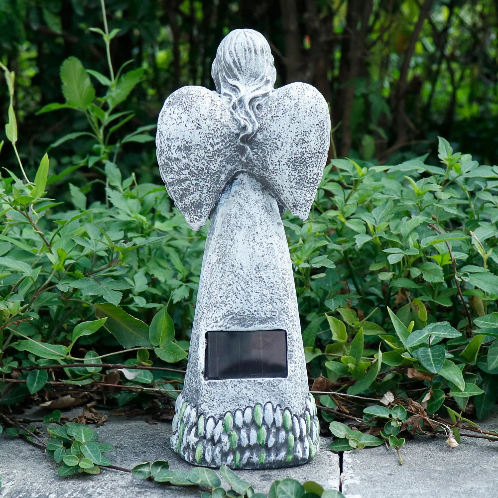 Solar-Powered Flower Angel Statue with Heart - Outdoor Garden & Home Decor, Perfect Halloween Gift