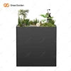 Luxury Small Black Galvanized Steel Planters Home Decor Floor Stand Square Garden Pots