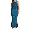 Undefined Polynesian Tribal Long Bodycon Sleeveless Mermaid Evening Dresses Tie Knotted Back Women's Fishtail Casual Dresses