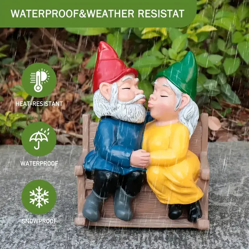 Romantic Gnome Couple Resin Figurine Hand-painted Modern Art Design Whimsical Artistic Home Decor Indoor Tabletop Statue