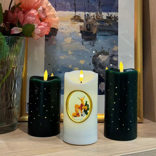 White Wax LED Candles Wedding & Graduation Decoration Battery Operated Flameless Pillars for Home Decor