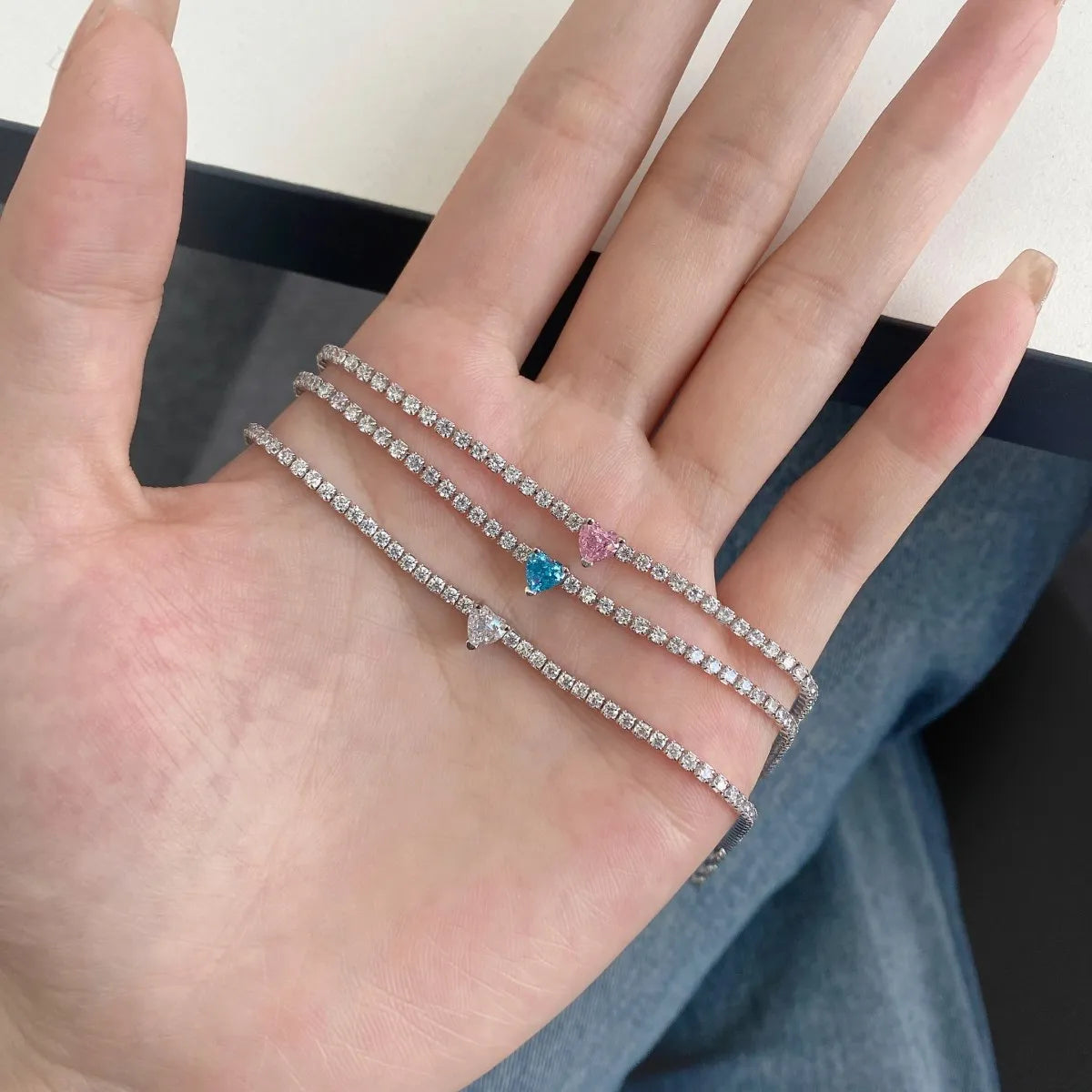 Dylam Charm Jewelry Accessories S925 Silver Rhodium Plated 5A Grade Cubic Zirconia Classic Tennis Bracelet for Women