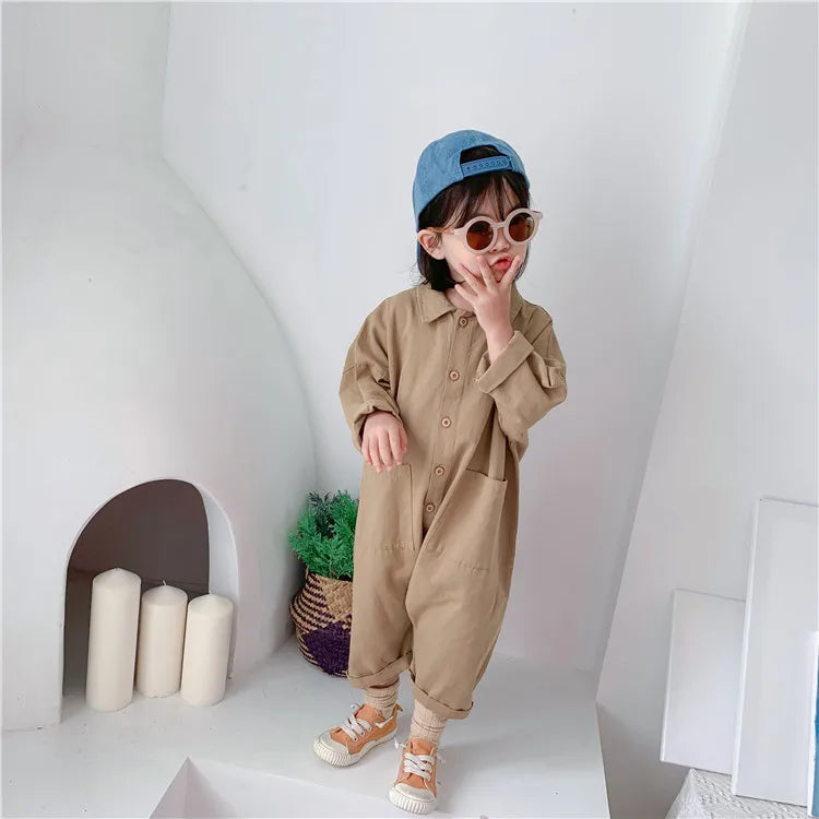 Premium Denim Baby Jumpsuit - Japanese Korean Style Casual Romper