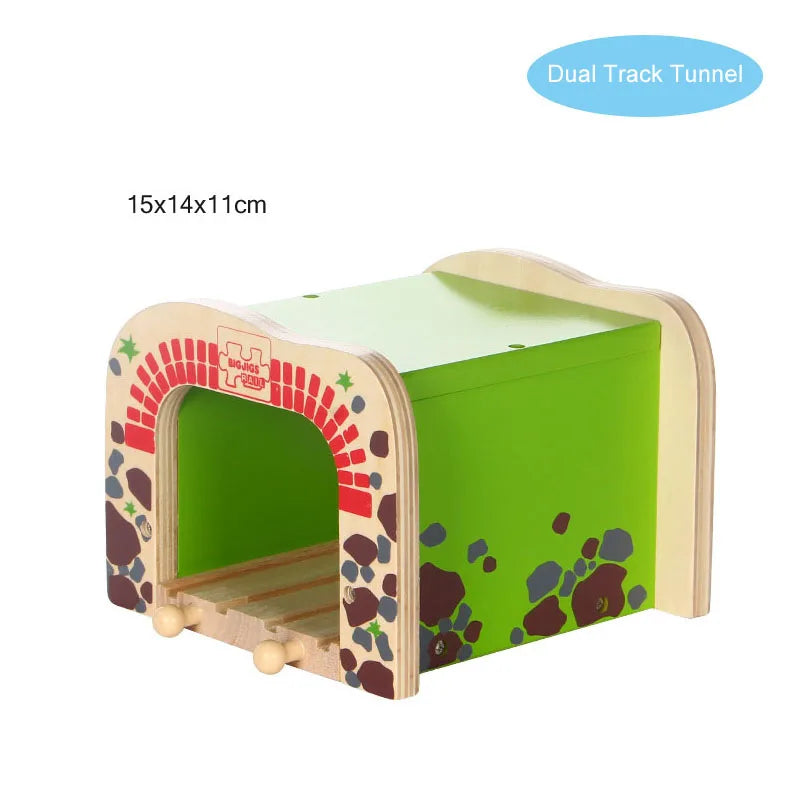 New Wooden Railway Train Track Set Accessoriess Train Station Tunnel Crane Fit All Brands Wood Tracks Educational Toys For Kids
