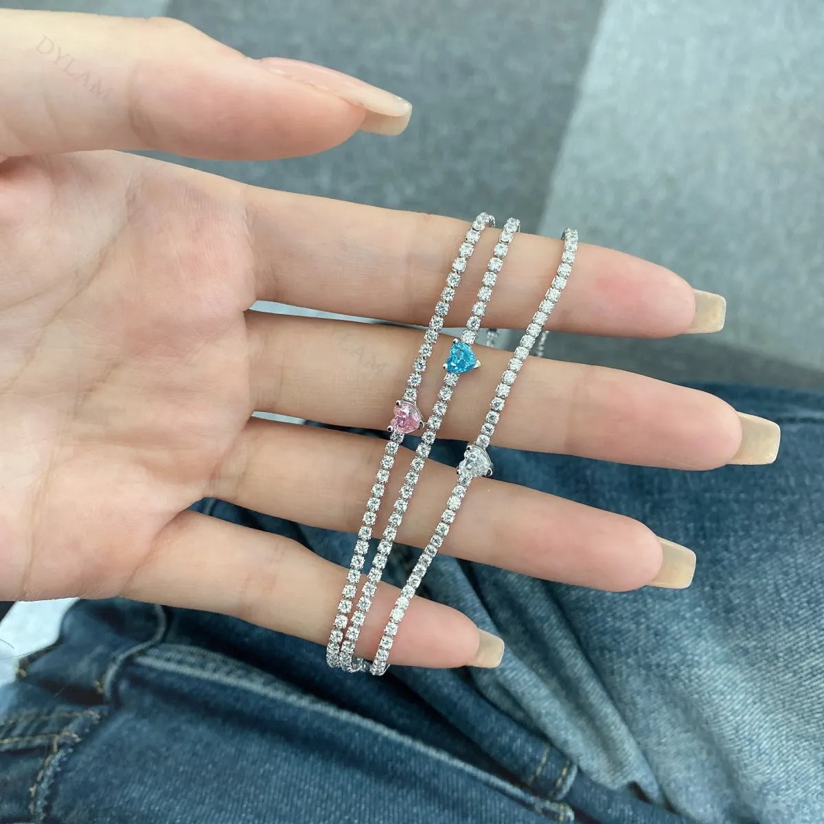 Dylam Charm Jewelry Accessories S925 Silver Rhodium Plated 5A Grade Cubic Zirconia Classic Tennis Bracelet for Women